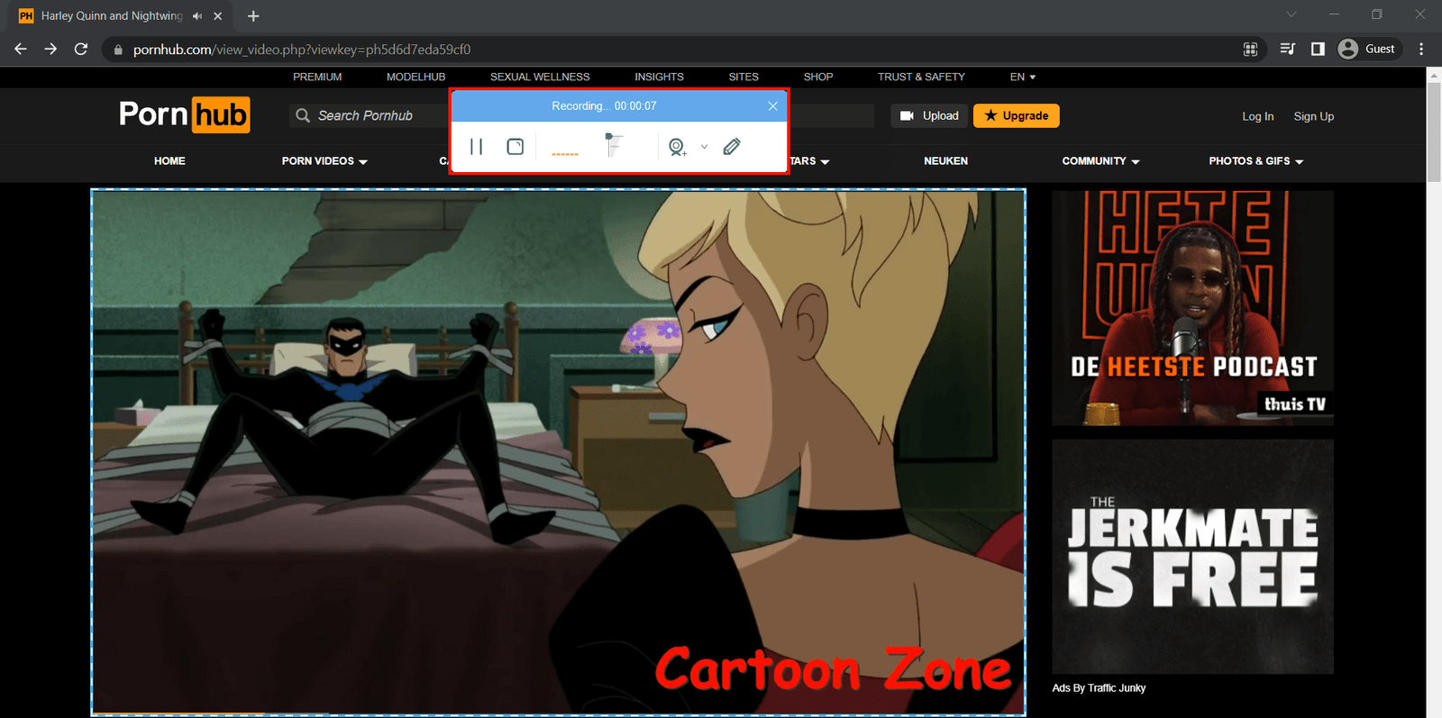 record pornhub cartoon video, start record