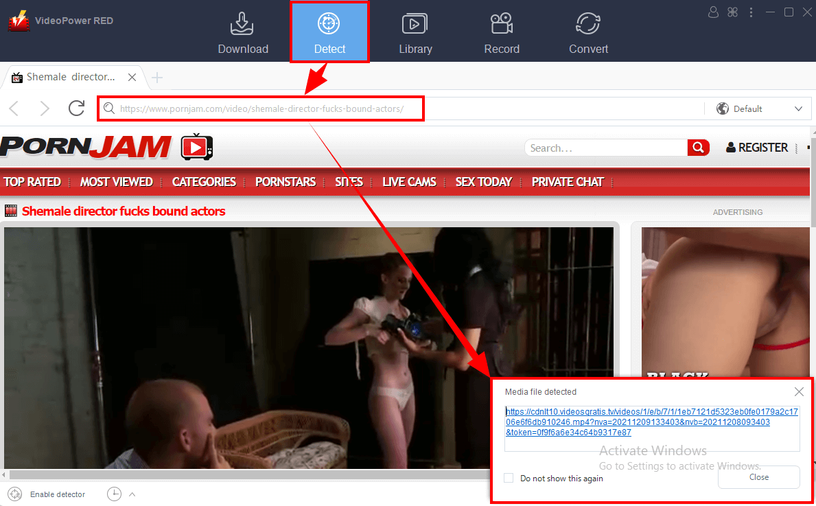 downloading porn, detect video
